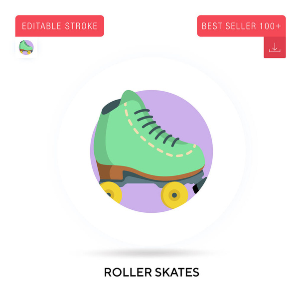Roller skates detailed circular flat vector icon. Vector isolated concept metaphor illustrations. - Vector, Image