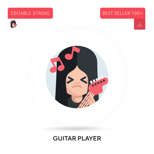 Guitar player detailed circular flat vector icon. Vector isolated concept metaphor illustrations. - Vector, Image