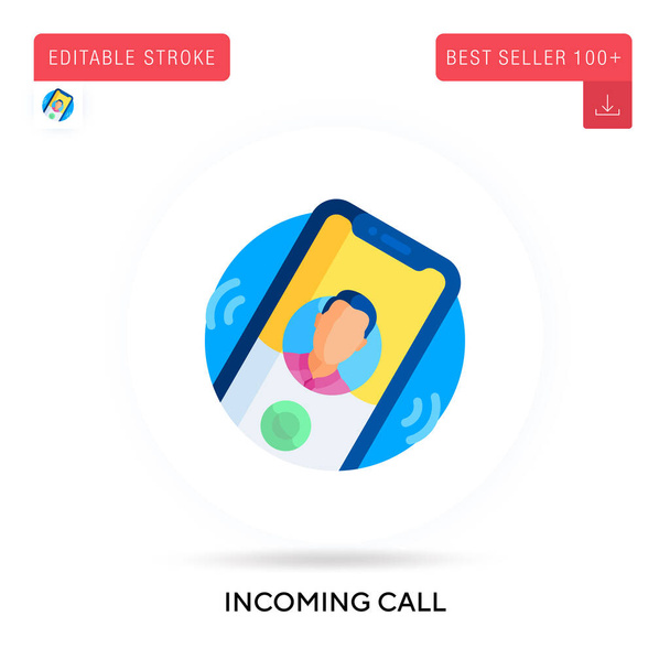 Incoming call detailed circular flat vector icon. Vector isolated concept metaphor illustrations. - Vector, Image