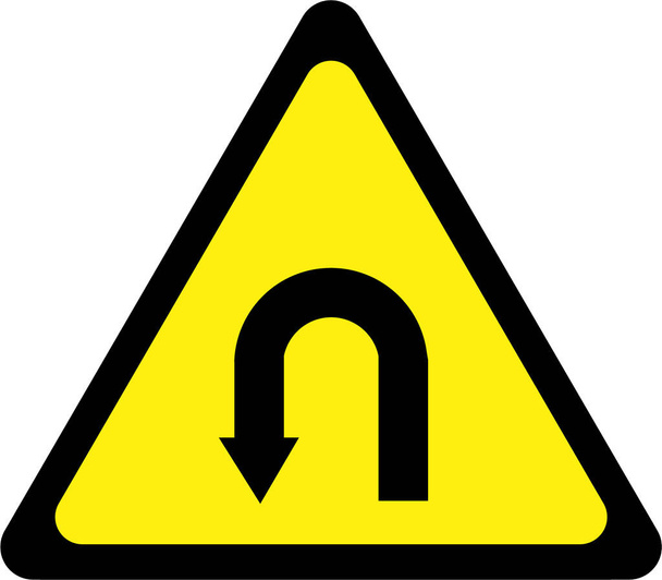 Waarschuwingsbord met U-bocht symbool - Foto, afbeelding