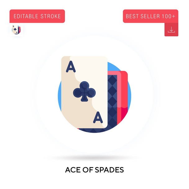 Ace of spades detailed circular flat vector icon. Vector isolated concept metaphor illustrations. - Vector, Image