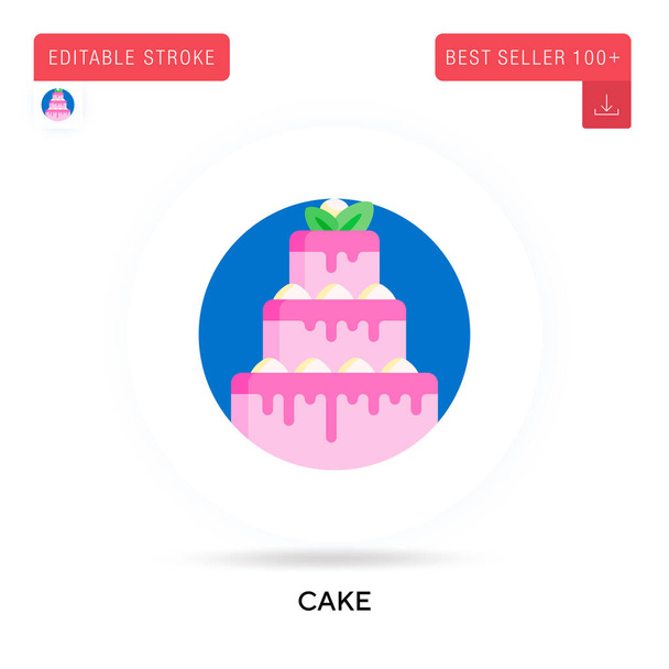 Cake detailed circular flat vector icon. Vector isolated concept metaphor illustrations. - Vector, Image