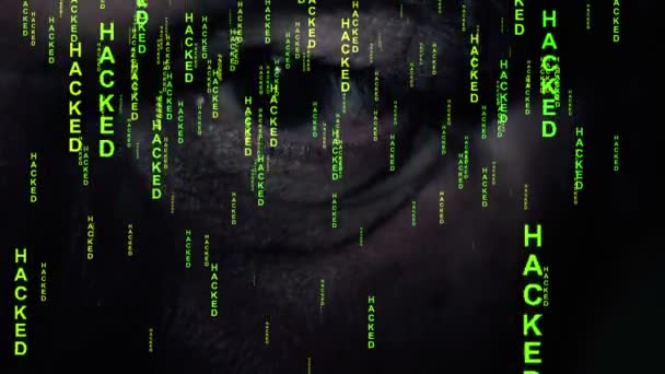 Hakkeroitu viesti näytöllä järjestelmän varoitus - Materiaali, video