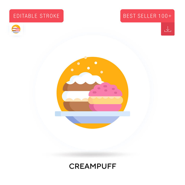 Creampuff detailed circular flat vector icon. Vector isolated concept metaphor illustrations. - Vector, Image