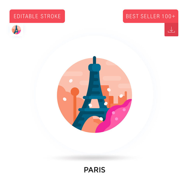 Paris detailed circular flat vector icon. Vector isolated concept metaphor illustrations. - Vector, Image