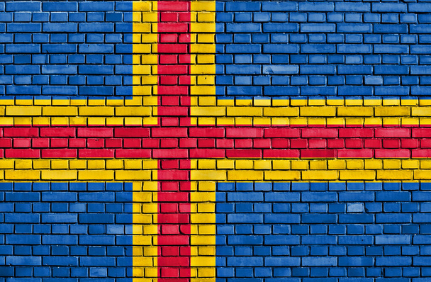 flag of Aland painted on brick wall - Фото, изображение