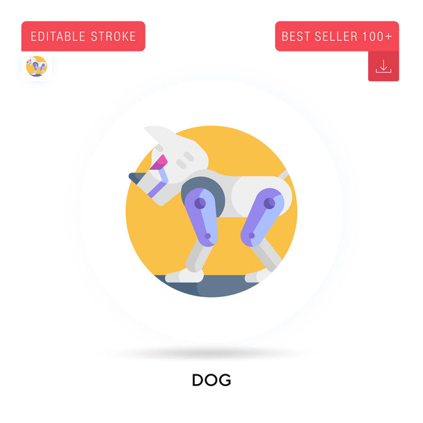 Dog detailed circular flat vector icon. Vector isolated concept metaphor illustrations. - Vector, Image