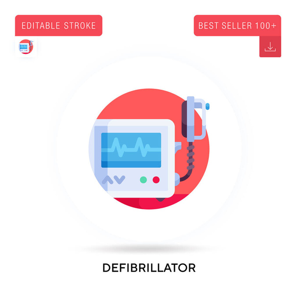 Defibrilatör dairesel düz vektör simgesi detaylı. Vektör izole kavram metaforları. - Vektör, Görsel