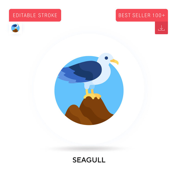 Seagull detailed circular flat vector icon. Vector isolated concept metaphor illustrations. - Vector, Image