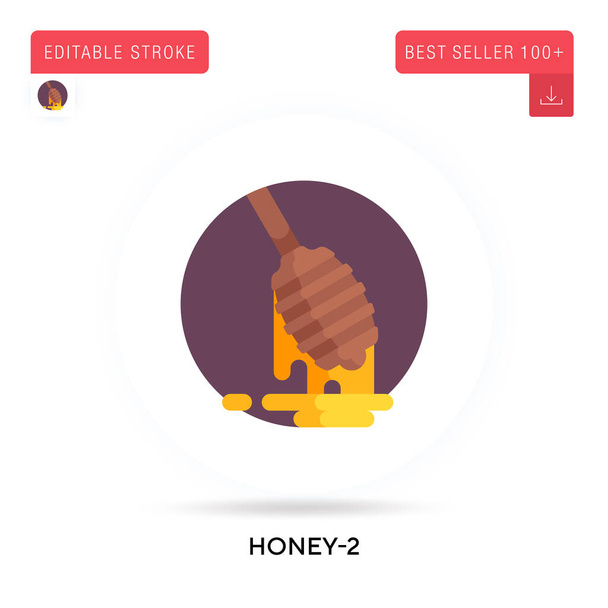 Honey-2 dairesel düz vektör ikonu. Vektör izole kavram metaforları. - Vektör, Görsel