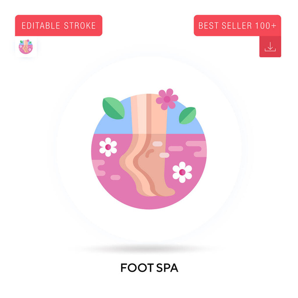 Foot spa detailed circular flat vector icon. Vector isolated concept metaphor illustrations. - Vector, Image