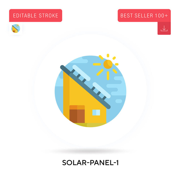 Solar-panel-1 dettagliata icona circolare vettoriale piatta. Illustrazioni di metafore concettuali isolate vettoriali. - Vettoriali, immagini