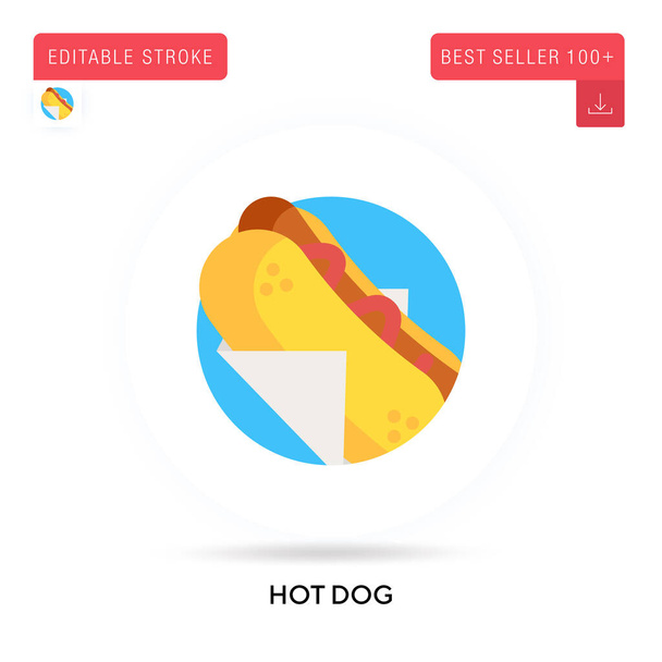 Hot dog dairesel düz vektör simgesini detaylandırdı. Vektör izole kavram metaforları. - Vektör, Görsel