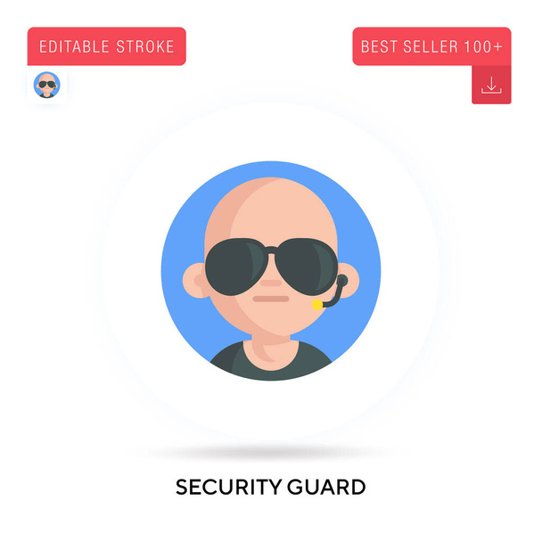 Security guard detailed circular flat vector icon. Vector isolated concept metaphor illustrations. - Vector, Image