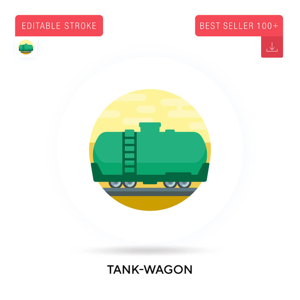Tankwagen gedetailleerde ronde platte vector pictogram. Vector geïsoleerde concept metafoor illustraties. - Vector, afbeelding