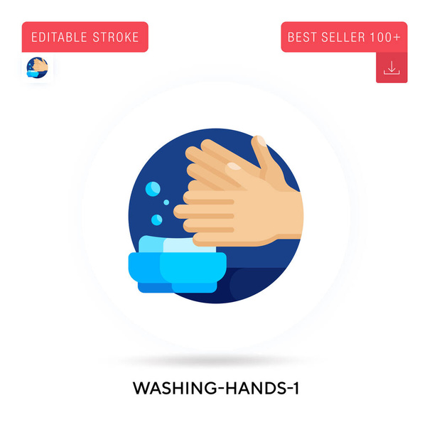 Waschen-Hände-1 detailliertes kreisförmiges flaches Vektorsymbol. Vektor isolierte Konzeptmetapher-Illustrationen. - Vektor, Bild