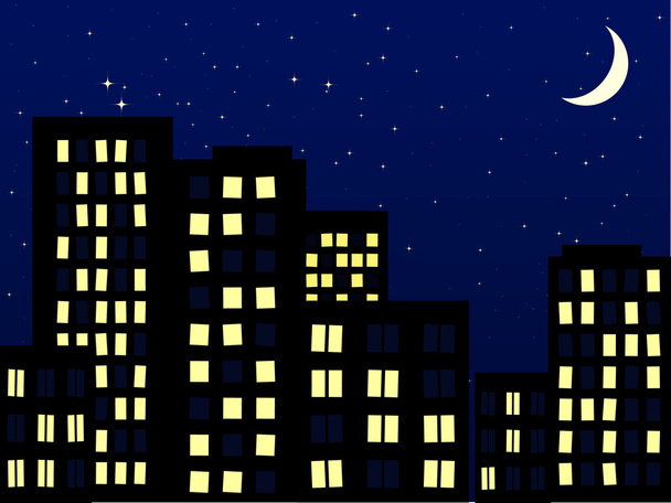 City skyline at evening - Vector, Image