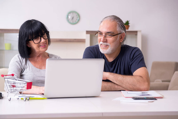 Old couple doing the online shopping - Photo, Image