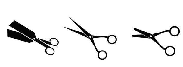 set of open black scissors on white background - Photo, Image