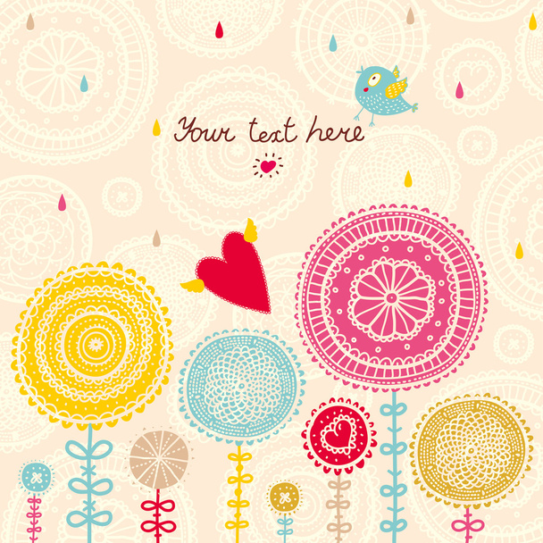 Floral background, spring theme, greeting card. - Vector, Image