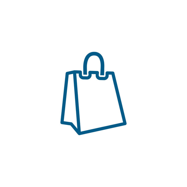Bevásárlótáska vonal kék ikon fehér háttér. Kék lapos stílusú vektor illusztráció. - Vektor, kép