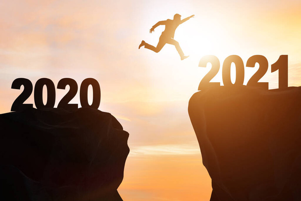 Üzletember ugrás az év 2020 2021 - Fotó, kép