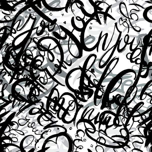 Graffiti patrón sin costuras de fondo. Etiquetado a mano. Letras vandálicas - Vector, Imagen