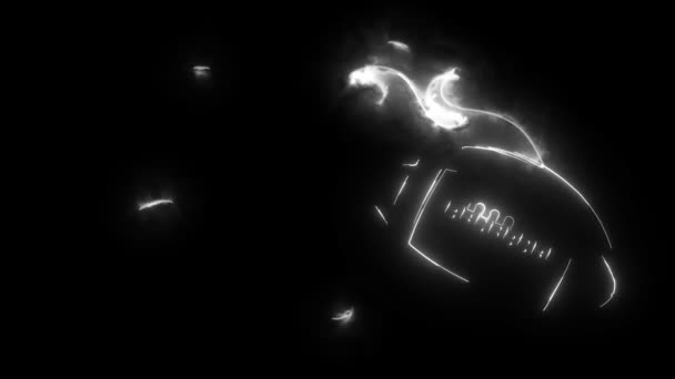 superschnelles digitales Neon-Video mit Rugby-Ball - Filmmaterial, Video