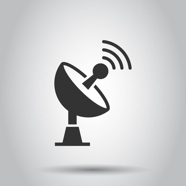 Antenna satellitare icona torre in stile piatto. Illustrazione vettoriale di trasmissione su sfondo bianco isolato. Concetto di business radar
. - Vettoriali, immagini