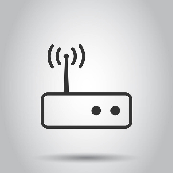 Wifi-Router-Symbol im flachen Stil. Breitband-Vektordarstellung auf weißem, isoliertem Hintergrund. Geschäftskonzept Internetanschluss. - Vektor, Bild