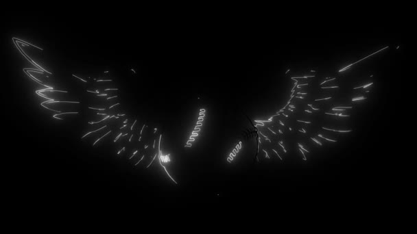 Baseball ball with wings digital neon video - Footage, Video
