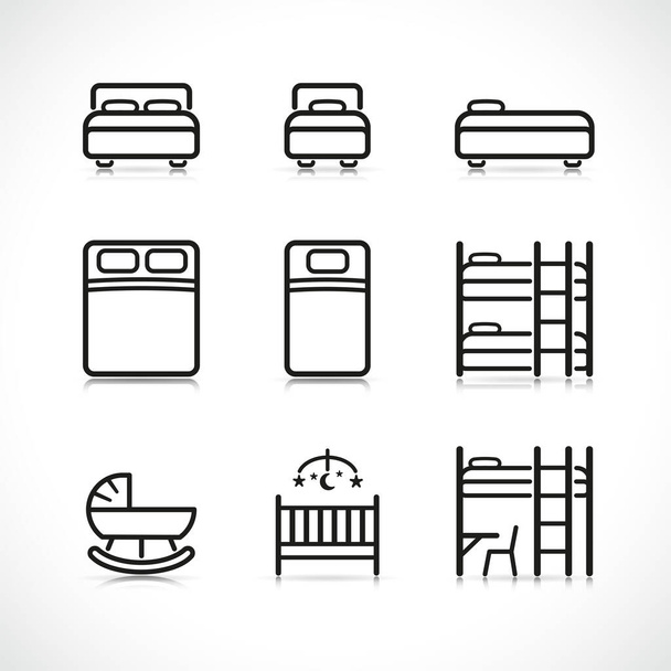 Векторная иллюстрация набора иконок кровати - Вектор,изображение