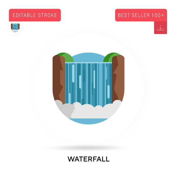 Waterfall detailed circular flat vector icon. Vector isolated concept metaphor illustrations. - Vector, Image