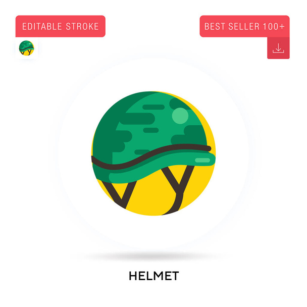 Helmet detailed circular flat vector icon. Vector isolated concept metaphor illustrations. - Vector, Image