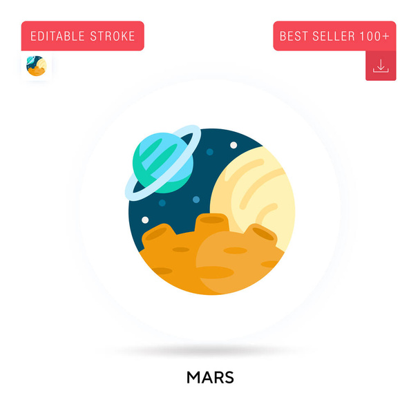 Mars detailed circular flat vector icon. Vector isolated concept metaphor illustrations. - Vector, Image