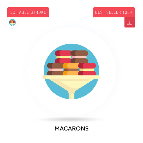 Macarons részletes kör alakú lapos vektor ikon. Vektor elszigetelt koncepció metafora illusztrációk. - Vektor, kép