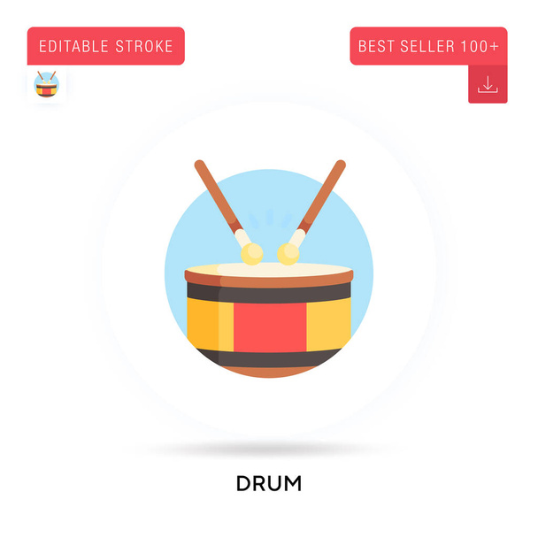 Drum detailed circular flat vector icon. Vector isolated concept metaphor illustrations. - Vector, Image