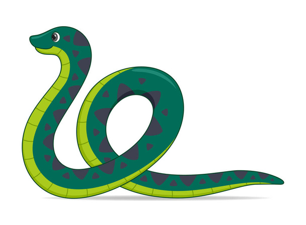 Serpente anaconda su sfondo bianco. Illustrazione vettoriale stile cartone animato - Vettoriali, immagini