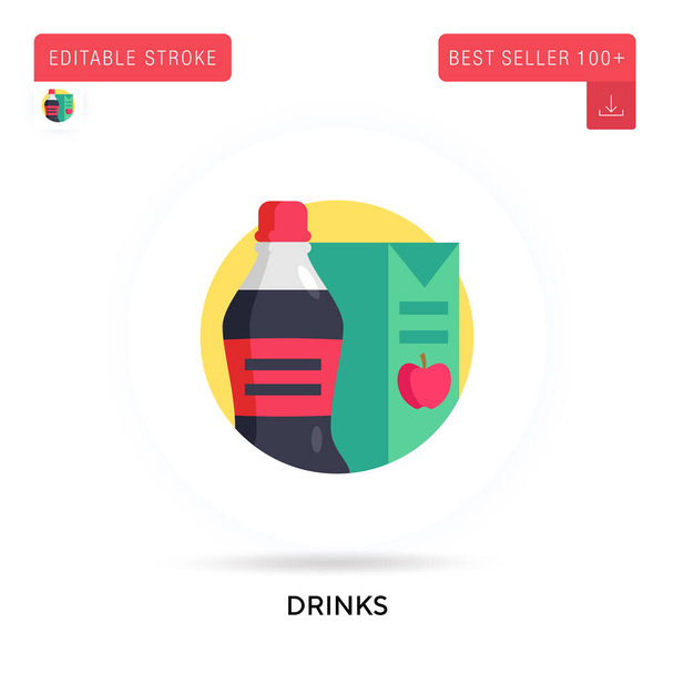 Drinks detailed circular flat vector icon. Vector isolated concept metaphor illustrations. - Vector, Image