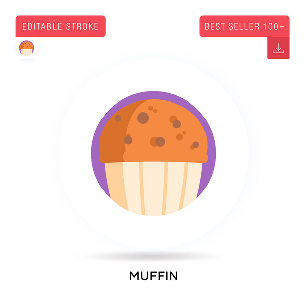 Muffin detailed circular flat vector icon. Vector isolated concept metaphor illustrations. - Vector, Image