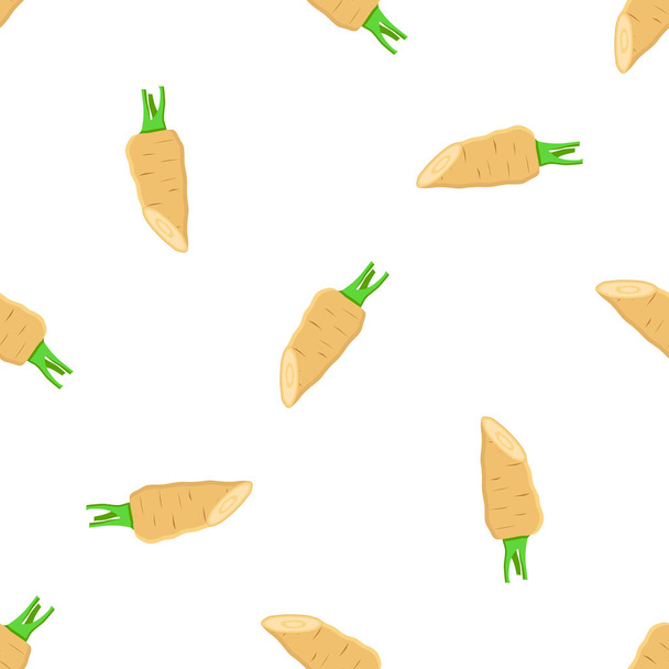 Illustration on theme of pattern plant parsnip, vegetable root for seal. Vegetable pattern consisting of beautiful plant parsnip, many root. Simple colorful vegetable pattern from root plant parsnip. - Vecteur, image