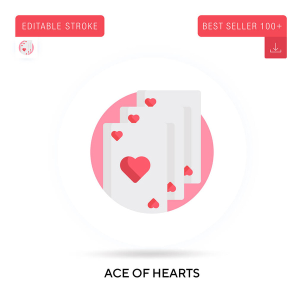 Ace of hearts yksityiskohtainen pyöreä tasainen vektori kuvake. Vektorieristetyt konseptin metaforakuvat. - Vektori, kuva