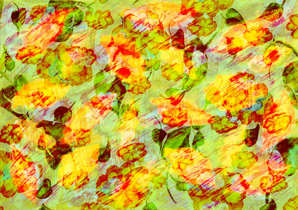 flowers watercolor artwork as background, colorful hand drawn illustration, creative artwork - Foto, Imagen