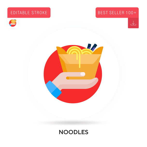 Noodles detailed circular flat vector icon. Vector isolated concept metaphor illustrations. - Vector, Image