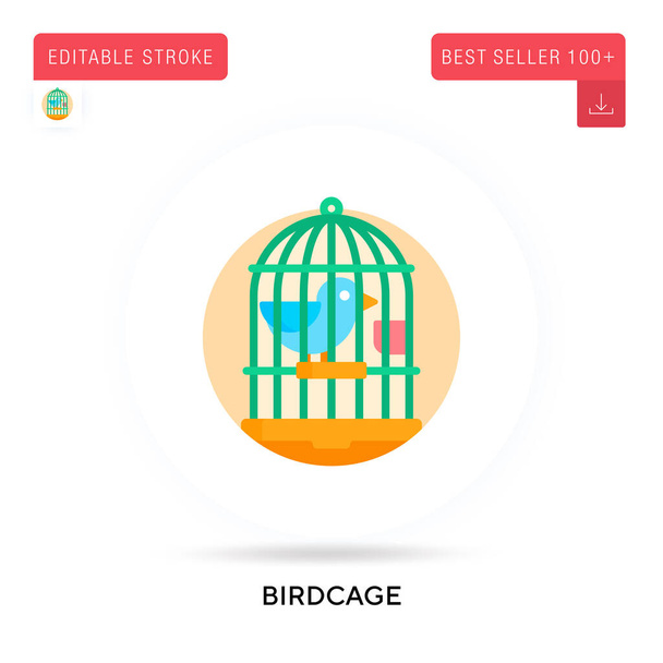 Cage à oiseaux icône vectorielle plate circulaire détaillée. Illustrations vectorielles de métaphore de concept isolé. - Vecteur, image