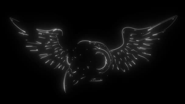 πουλί Κρανίο με φτερά ψηφιακό νέον βίντεο - Πλάνα, βίντεο