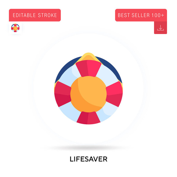 Icône vectorielle plate circulaire détaillée Lifesaver. Illustrations vectorielles de métaphore de concept isolé. - Vecteur, image