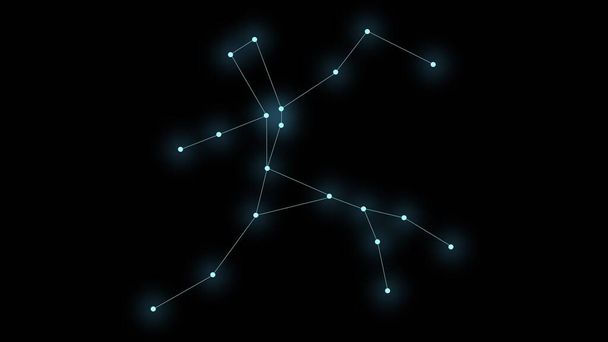 Sternbild Centaurus auf schwarzem Hintergrund. Glühende blaue Sterne sind durch Linien verbunden. - Foto, Bild