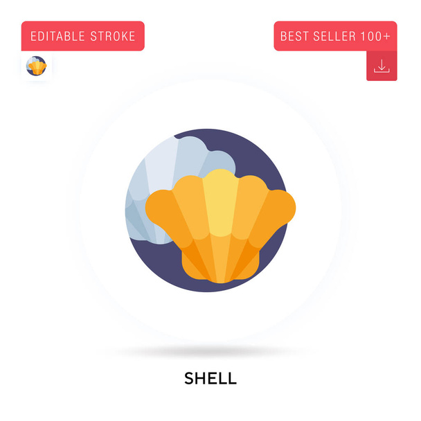 Shell dettagliata icona vettoriale circolare piatta. Illustrazioni di metafore concettuali isolate vettoriali. - Vettoriali, immagini