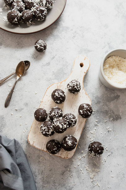 Healthy energy protein balls with oats, nuts and dried fruits. Vegan bites. - 写真・画像